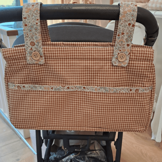 Bolsa para silla o carrito resinada vichy teja