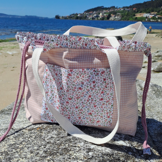 Bolsa playa flor Sara bolsillo exterior