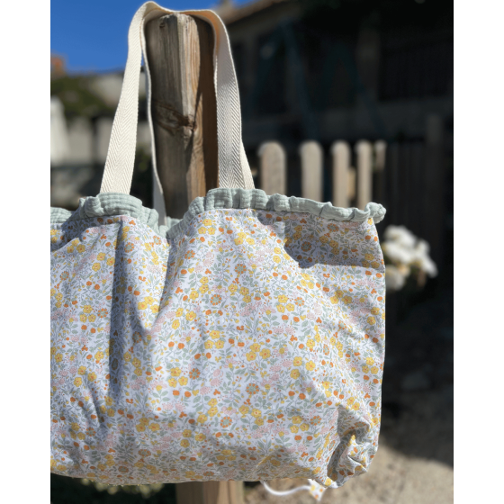 Bolsa playa flor Cíes y bambula mint