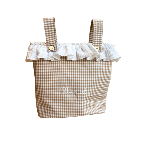 Bolsa para silla o carrito resinada vichy con volante
