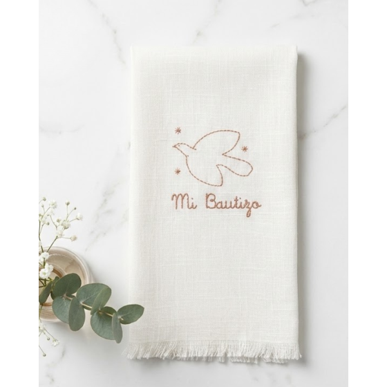Toalla Bautismo desflecada paloma