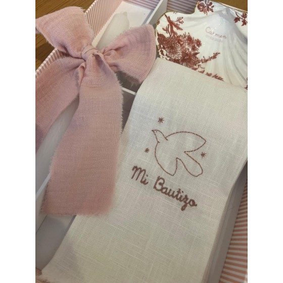 Kit Bautismo bordado paloma