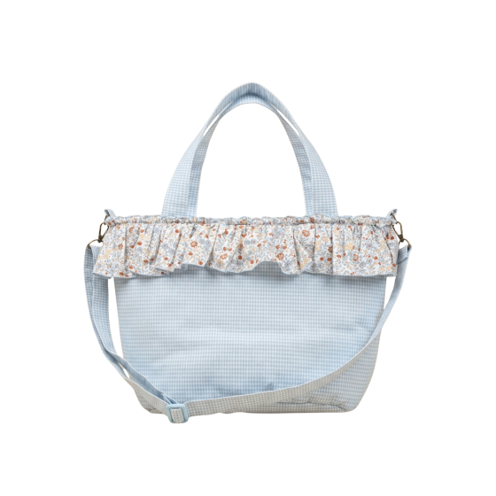 Bolsa para silla o carrito vichy azul y flor Candela