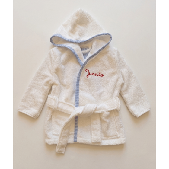 Albornoz personalizado raya azul con nombre