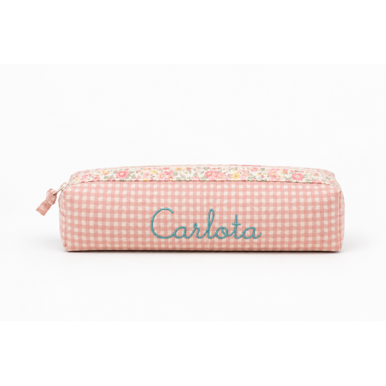 Estuche colegio vichy nude y flor Paula