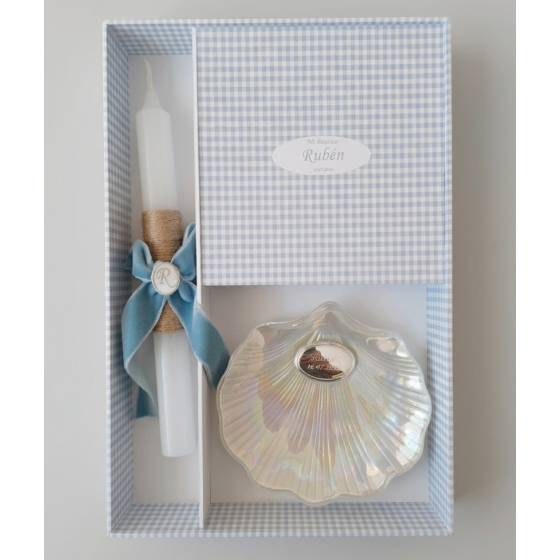 Kit Bautizo vela y concha con caja